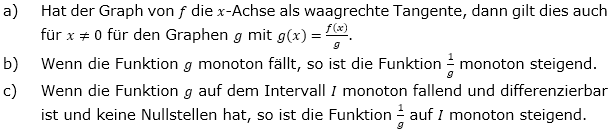 Beweise oder widerlege die folgenden Behauptungen:  (Grafik A320601 im Aufgabensatz 6 Blatt 3/2 Expert zur Produktregel bzw. Quotientenregel /© by www.fit-in-mathe-online.de)
