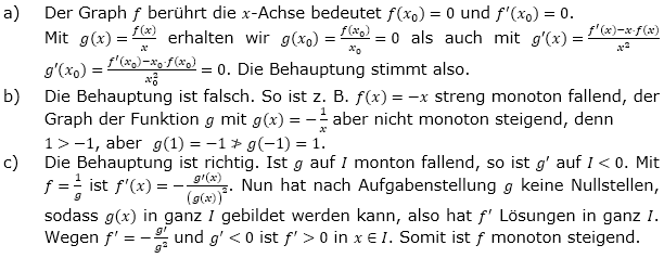 Produktregel bzw.Quotientenregel der Ableitungen Lösungen zum Aufgabensatz 6 Blatt 3/2 Expert Bild 1/© by www.fit-in-mathe-online.de