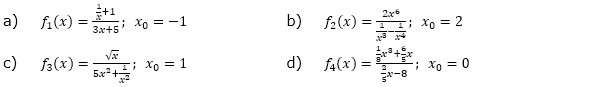 Berechne die Steigung der Funktionen f an der angegebenen Stelle x0. (Grafik A330301 im Aufgabensatz 3 Blatt 3/3 Expert zur Produktregel bzw. Quotientenregel /© by www.fit-in-mathe-online.de)