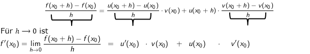 Vom Differenzenquotienten zum Differenziualquotienten der Produktregel im WIKI Ableitungen mit der Produkt- bzw. Quotientenregel /© by Fit-in-Mathe-Online