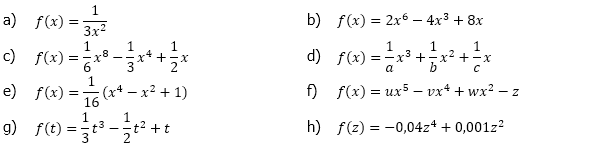 Bestimme die 1. und 2. Ableitung der gegebenen Funktionen mit Hilfe der Ableitungsregeln. (Grafik A120201 im Aufgabensatz 2 Blatt 1/2 Grundlagen zur Summenregel bzw. Differenzregel /© by www.fit-in-mathe-online.de)