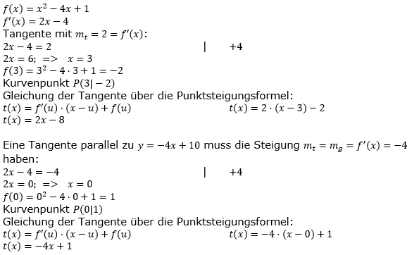 Tangente und Normale in der Differenzialrechnung. Lösungen zum Aufgabensatz 3 Blatt 2/3 Fortgeschritten Bild 1/© by www.fit-in-mathe-online.de