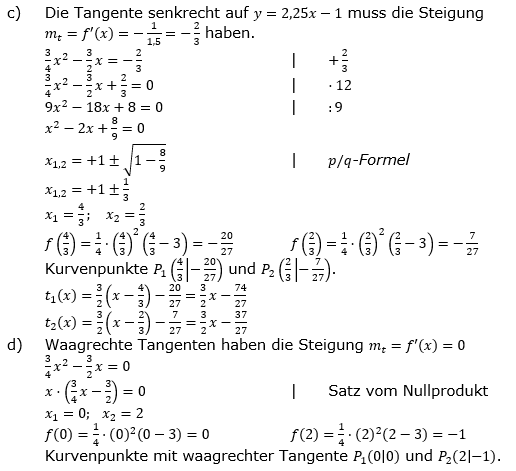 Tangente und Normale in der Differenzialrechnung. Lösungen zum Aufgabensatz 4 Blatt 2/3 Fortgeschritten Bild 2/© by www.fit-in-mathe-online.de