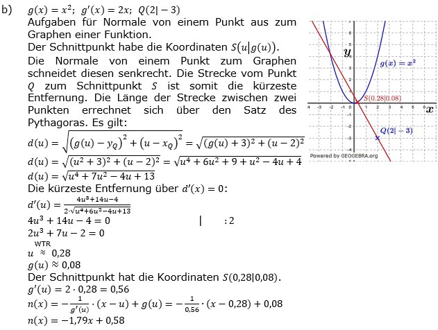 Tangente und Normale in der Differenzialrechnung. Lösungen zum Aufgabensatz 2b Blatt 3/2 Expert Bild 1 Tangente und Normale in der Differenzialrechnung. Lösungen zum Aufgabensatz 2b Blatt 3/2 Expert Bild 1/© by www.fit-in-mathe-online.de