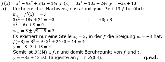Tangente und Normale in der Differenzialrechnung. Lösungen zum Aufgabensatz 4a Blatt 3/2 Expert Bild 1/© by www.fit-in-mathe-online.de