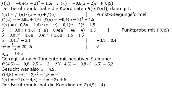 Tangente und Normale in der Differenzialrechnung. Lösungen zum Aufgabensatz 7 Blatt 3/2 Expert Bild 1/© by www.fit-in-mathe-online.de