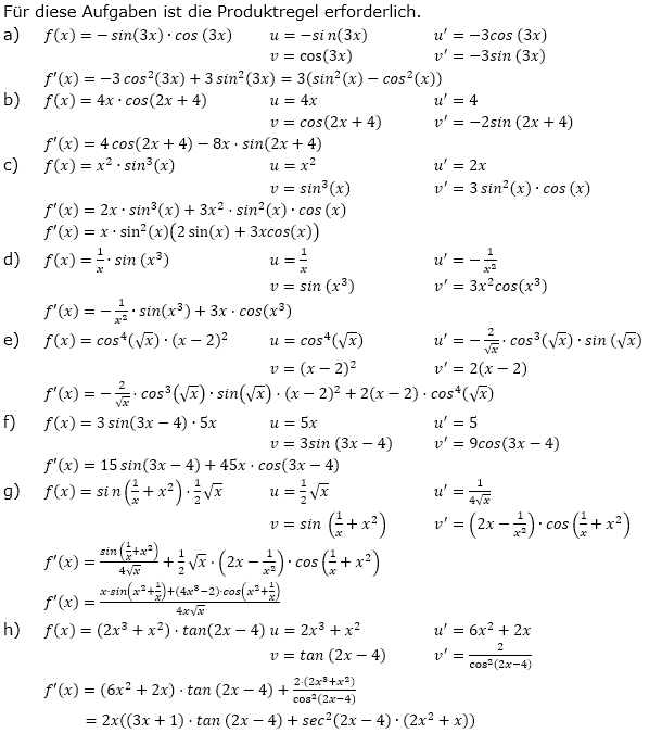 Ableitung der trigonometrischen Funktionen Lösungen zum Aufgabensatz 1 Blatt 3/1 Expert Bild 1/© by www.fit-in-mathe-online.de