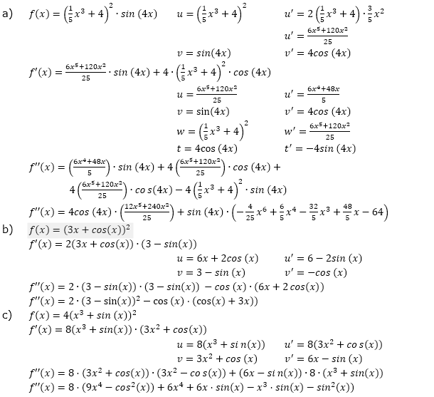 Ableitung der trigonometrischen Funktionen Lösungen zum Aufgabensatz 3 Blatt 3/1 Expert Bild 1/© by www.fit-in-mathe-online.de
