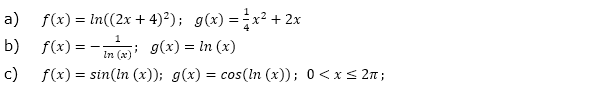 An welchen Stellen verlaufen die Graphen der Funktionen f und g parallel? (Grafik A210301 im Aufgabensatz 3 Blatt 2/1 Fortgeschritten zur Ableitung der Logarithmusfunktion (Umkehrregel) /© by www.fit-in-mathe-online.de)