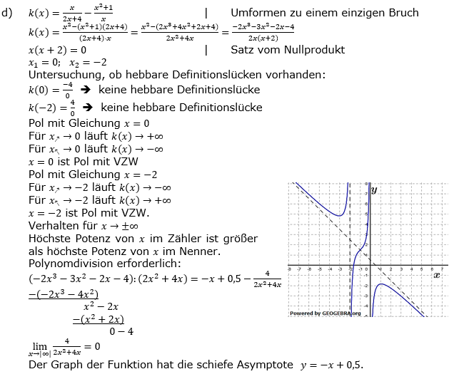 Geborchen-rationale Funktionen Lösungen zum Aufgabensatz 4 d) Blatt 1/1 Grundlagen Bild 4/© by www.fit-in-mathe-online.de