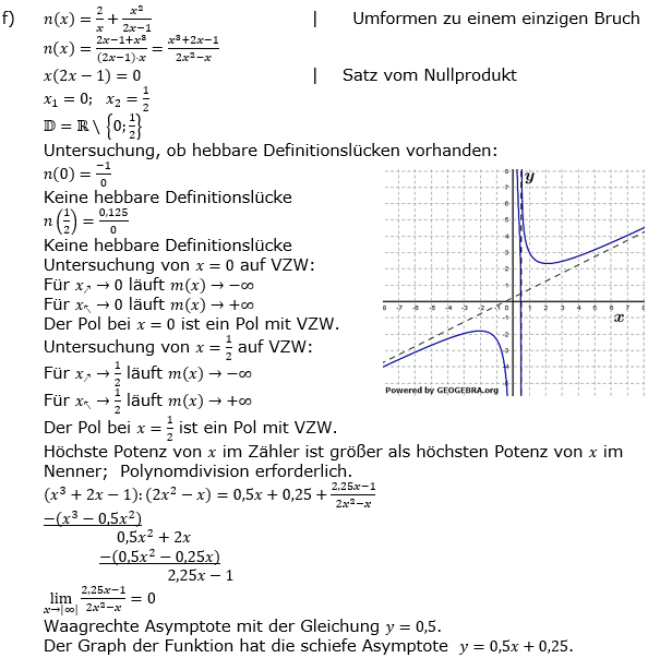 Geborchen-rationale Funktionen Lösungen zum Aufgabensatz 4 d) Blatt 1/1 Grundlagen Bild 6/© by www.fit-in-mathe-online.de