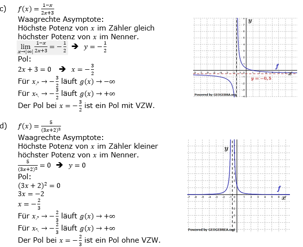 Geborchen-rationale Funktionen Lösungen zum Aufgabensatz 3 c-d) Blatt 1/2 Grundlagen Bild 1/© by www.fit-in-mathe-online.de