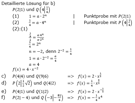 Potenzfunktionen Lösungen zum Aufgabensatz 3 Blatt 1/2 Grundlagen Bild 1/© by www.fit-in-mathe-online.de