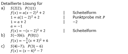 Quadratische Funktionen (Parabelön) der Funktionsklassen. Lösungen zum Aufgabensatz 01 Blatt 1/3 Grundlagen Bild 1 /© by www.fit-in-mathe-online.de