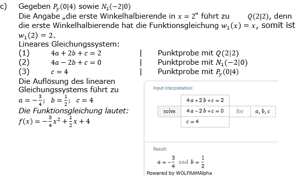 Quadratische Funktionen der Funktionsklassen. Lösungen zum Aufgabensatz 01 Blatt 2/1 Fortgeschritten Bild 3 /© by www.fit-in-mathe-online.de