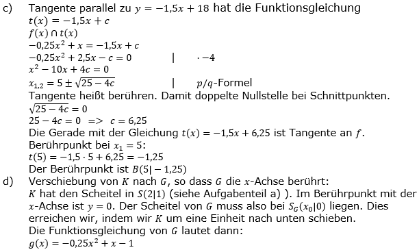Quadratische Funktionen der Funktionsklassen. Lösungen zum Aufgabensatz 02 Blatt 2/3 Fortgeschritten Bild 2 /© by www.fit-in-mathe-online.de
