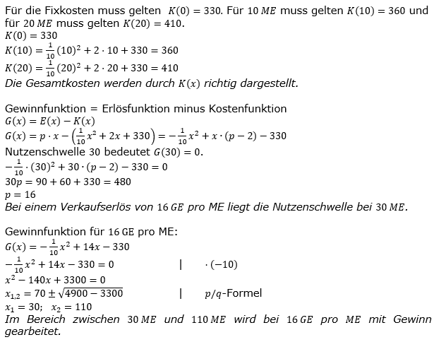 Quadratische Funktionen der Funktionsklassen. Lösungen zum Aufgabensatz 05 Blatt 3/1 Expert Bild 1 /© by www.fit-in-mathe-online.de