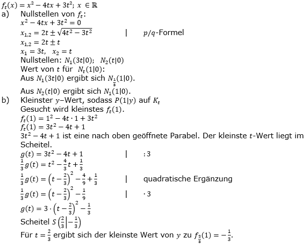 Quadratische Funktionen der Funktionsklassen. Lösungen zum Aufgabensatz 04 Blatt 3/4 Expert Bild 1 /© by www.fit-in-mathe-online.de