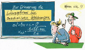 Lösungsformel für quadratische Gleichungen. (Bild W0002 WIKI logarithmische Gleichungen / © Fit in Mathe Online)