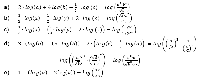 Logarithmengesetze zum Aufgabensatz 2 Fortgeschritten Blatt 03  a-e)© by www.fit-in-mathe-online.de