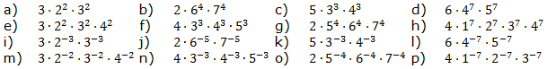Vereinfache den Term. Wende das 4. Potenzgesetz an. (Aufgabensatz 3 Blatt 1/1 Grundlagen zu Potenzen mit gleichem Exponenten/© by www.fit-in-mathe-online.de)