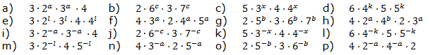 Vereinfache den Term. Wende das 4. Potenzgesetz an. (Aufgabensatz 9 Blatt 1/1 Grundlagen zu Potenzen mit gleichem Exponenten/© by www.fit-in-mathe-online.de)