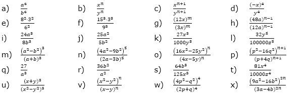 Vereinfache. (Aufgabensatz 9 Blatt 2/1 Fortgeschritten zu Potenzen mit gleichem Exponenten/© by www.fit-in-mathe-online.de)