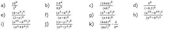 Vereinfache den Term so weit wie möglich. (Aufgabensatz 1 Blatt 2/2 Fortgeschritten zu Potenzen mit gleichem Exponenten/© by www.fit-in-mathe-online.de)