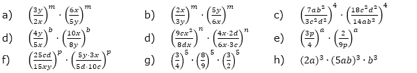 Berechne die folgenden Potenzen. (Aufgabensatz 3 Blatt 2/2 Fortgeschritten zu Potenzen mit gleichem Exponenten/© by www.fit-in-mathe-online.de)