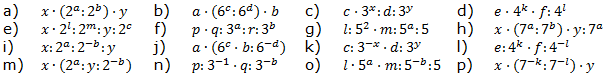 Vereinfache den Term, wende das 2. Potenzgesetz an. (Aufgabensatz 10 Blatt 2 der Grundlagen zu Potenzen mit gleicher Basis/© by www.fit-in-mathe-online.de)