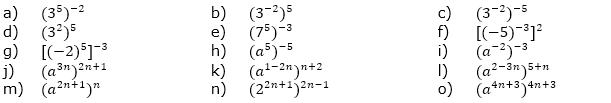 Potenziere und schreibe das Ergebnis, falls möglich, mit positivem Exponenten. (Aufgabensatz 1 Blatt 2/3 Fortgeschritten zu Potenzen mit gleicher Basis/© by www.fit-in-mathe-online.de)