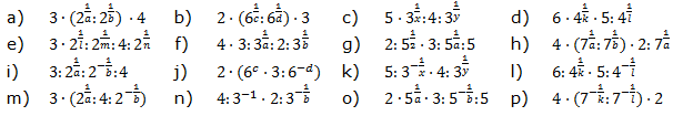 Vereinfache den Term. Wende das 2.Potenzgesetz an. (Aufgabensatz 9 Blatt 1/2 Grundlagen zu Potenzen mit rationalem Exponenten/© by www.fit-in-mathe-online.de)