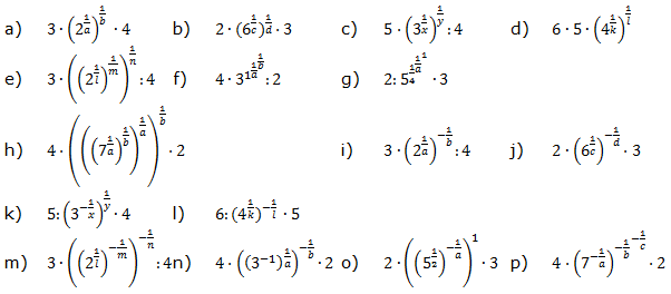 Vereinfache den Term. Wende das 3.Potenzgesetz an. (Aufgabensatz 9 Blatt 1/3 Grundlagen zu Potenzen mit rationalem Exponenten/© by www.fit-in-mathe-online.de)