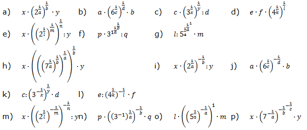 Vereinfache den Term. Wende das 3.Potenzgesetz an. (Aufgabensatz 10 Blatt 1/3 Grundlagen zu Potenzen mit rationalem Exponenten/© by www.fit-in-mathe-online.de)