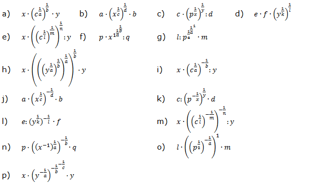 Vereinfache den Term. Wende das 3.Potenzgesetz an. (Aufgabensatz 11 Blatt 1/3 Grundlagen zu Potenzen mit rationalem Exponenten/© by www.fit-in-mathe-online.de)