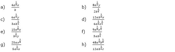 Vereinfache und schreibe ohne Bruch. (Aufgabensatz 3 Blatt 2/2 Fortgeschritten zu Potenzen mit rationalem Exponenten/© by www.fit-in-mathe-online.de)