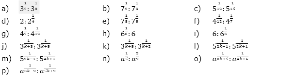 Berechne und schreibe das Ergebnis mit positivem Exponenten. (Aufgabensatz 3 Blatt 2/4 Fortgeschritten zu Potenzen mit rationalem Exponenten/© by www.fit-in-mathe-online.de)