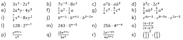 Berechne bzw- vereinfache die folgenden Potenzterme. (Aufgabensatz 2 Blatt 1/1 Grundlagen zu Potenzterme vereinfachen/© by www.fit-in-mathe-online.de)