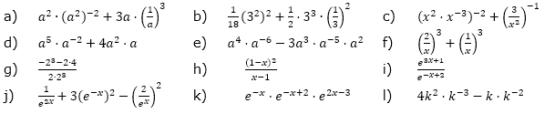 Vereinfache und fasse zusammen. (Aufgabensatz 1 Blatt 2/2 Fortgeschritten zu Potenzterme vereinfachen/© by www.fit-in-mathe-online.de)