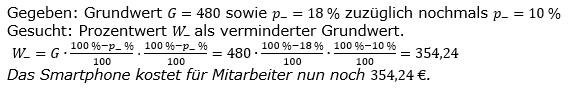 Prozentrechnung Prozentwert Lösungen zum Aufgabensatz 15 Blatt 2/2 Fortgeschritten Bild 1/© by www.fit-in-mathe-online.de