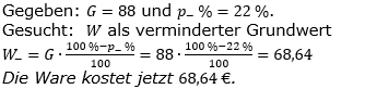 Prozentrechnung Prozentwert Lösungen zum Aufgabensatz 2 Blatt 2/3 Fortgeschritten Bild 1/© by www.fit-in-mathe-online.de