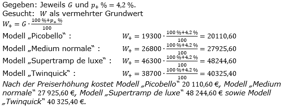 Prozentrechnung Prozentwert Lösungen zum Aufgabensatz 4 Blatt 2/3 Fortgeschritten Bild 1/© by www.fit-in-mathe-online.de