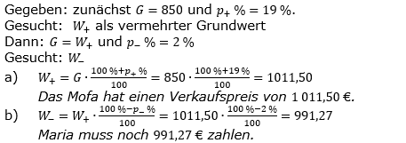 Prozentrechnung Prozentwert Lösungen zum Aufgabensatz 9 Blatt 2/3 Fortgeschritten Bild 1/© by www.fit-in-mathe-online.de