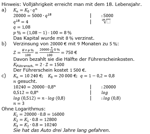 Zinseszinses Kapitalentwicklung Lösungen zum Aufgabensatz 4 Blatt 3/1 Expert Bild 1/© by www.fit-in-mathe-online.de