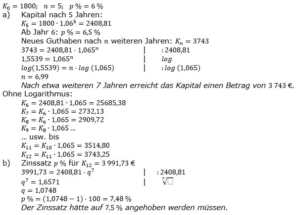 Zinseszinses Prüfungsaufgaben Lösungen zum Aufgabensatz 3 Blatt 1 A01 - A08 Bild 1/© by www.fit-in-mathe-online.de