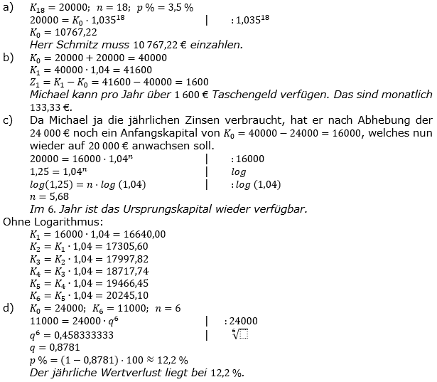 Zinseszinses Prüfungsaufgaben Lösungen zum Aufgabensatz 9 Blatt 2 A09 - A16 Bild 1/© by www.fit-in-mathe-online.de