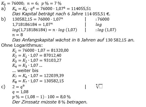Zinseszinses Prüfungsaufgaben Lösungen zum Aufgabensatz 24 Blatt 3 A17 - A24 Bild 1/© by www.fit-in-mathe-online.de