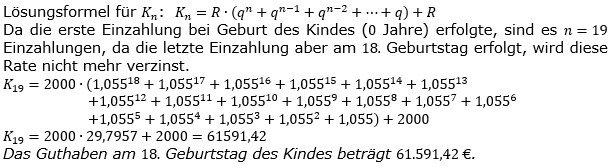 Ratensparen fester Zinssatz Lösungen zum Aufgabensatz 8 Blatt 1/1 Grundlagen/© by www.fit-in-mathe-online.de