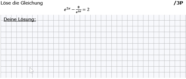 Löse die Gleichung. (Grafik g8k12/W08A0201 im Aufgabensatz 2 Wochenblatt 08 Kursstufe 2 Prüfungsvorbereitung Abitur) /© by www.fit-in-mathe-online.de)