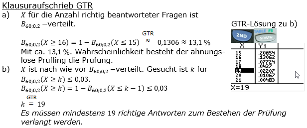 Stochastik Binomialverteilung Lösungen zum Aufgabensatz 1 Blatt 3/1 Fortgeschrittten Bild 2 (Graphik A3101L02)/© by www.fit-in-mathe-online.de